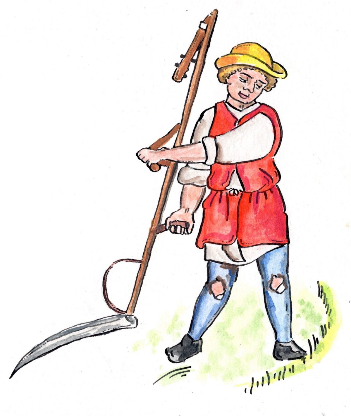 scything man